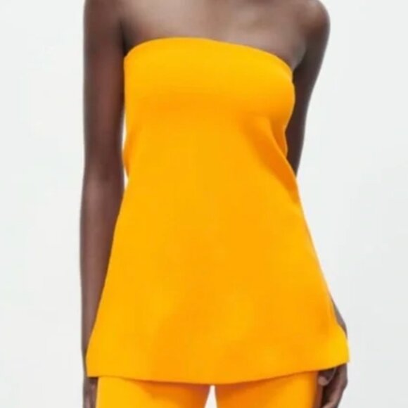 Zara Strapless STRAIGHT NECK KNIT TOP - Picture 3 of 3